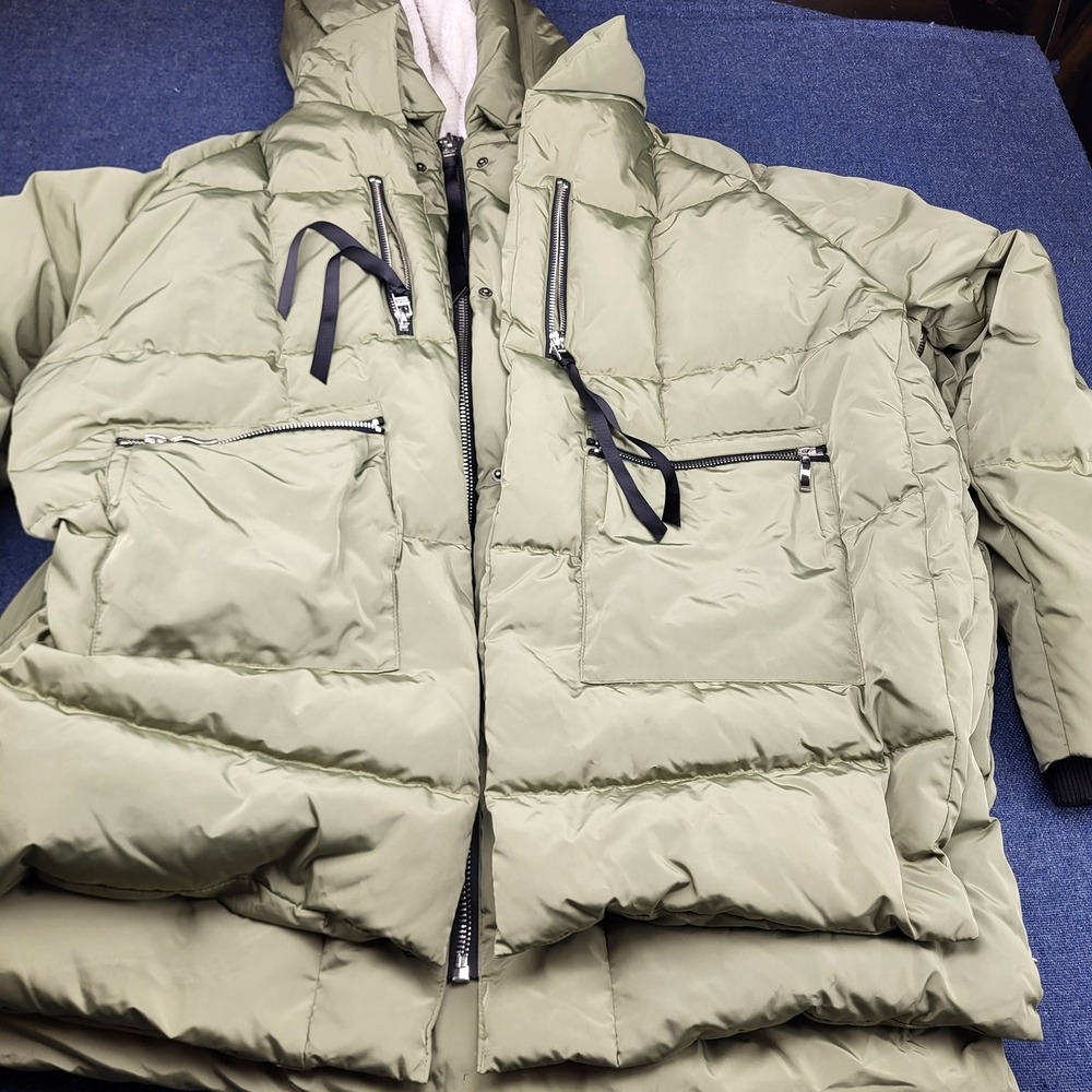 Orolay Women Thickened Down Jacket Olive Green Puffer Sherpa Hood Plus Size 3XL